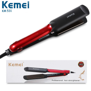 Kemei KM-531 Professional Hair Straightener – Black and Red