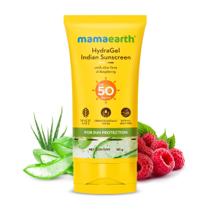 Mamaearth HydraGel Indian Sunscreen with Aloe Vera and Raspberry – 50g