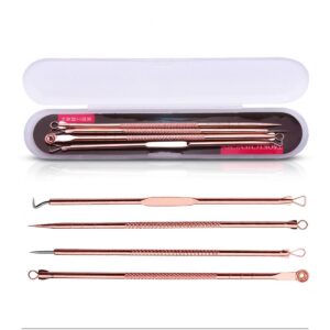 Carbon Steel Rose Gold Acne Needle 4-Piece Set – Blackhead Remover