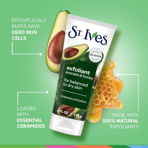 ST Ives Exfoliant Avocado & Honey Face Scrub – 170g (International USA Product)